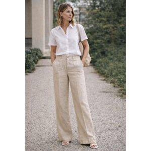 J. CREW x Baird McNutt Beige Irish Linen Pants Trousers   Women's Size 8